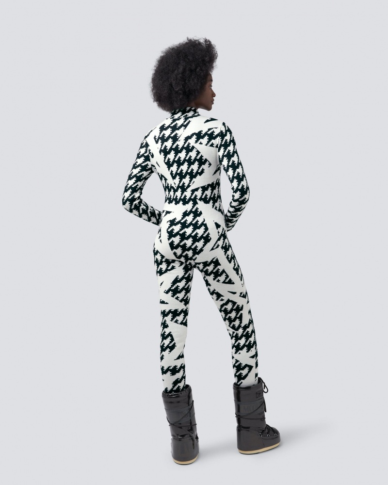 Perfect Moment Houndstooth Star Merino Laine Jumpsuit Noir Blanche | 439056UYS