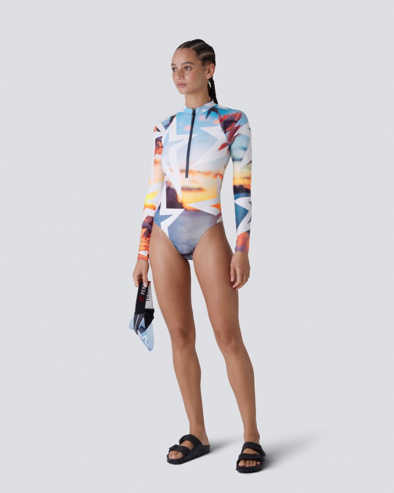 Perfect Moment Ibiza Print PM Half-Zip Spring Suit Ibiza Print | 128096NUY