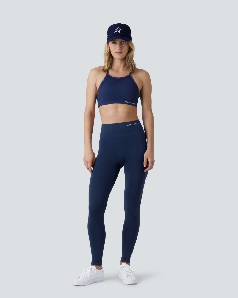 Perfect Moment Intarsia Fitness Top Bleu Marine | 183506ZRU