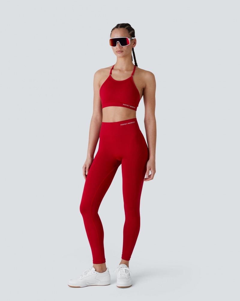 Perfect Moment Intarsia Fitness Top Rouge | 509874TDI