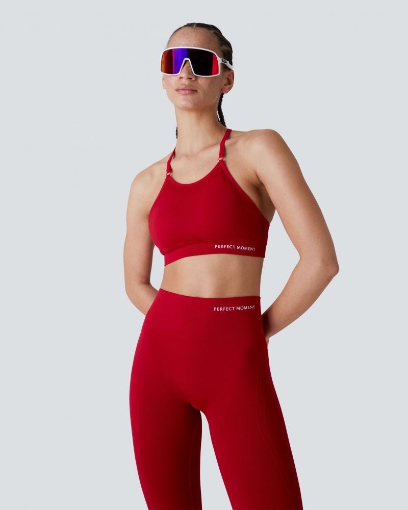 Perfect Moment Intarsia Fitness Top Rouge | 509874TDI