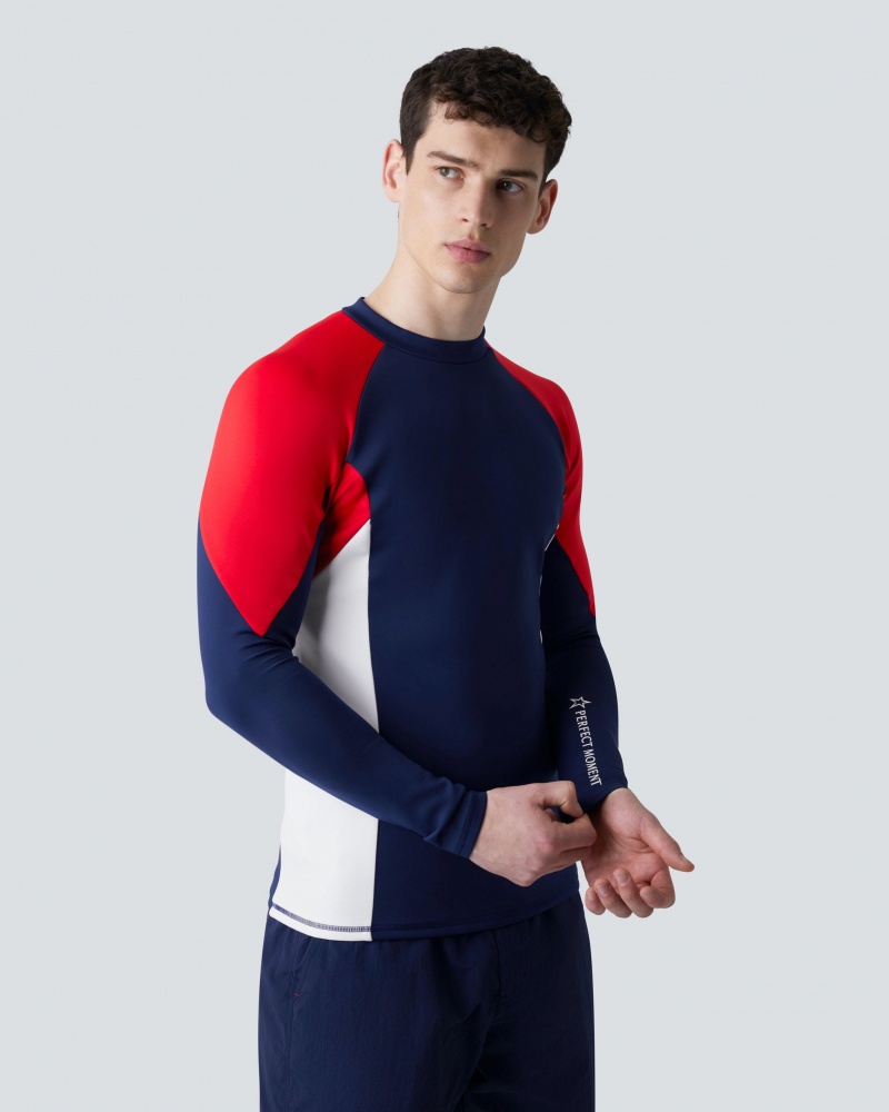 Perfect Moment Mission Neo Rash Guard Bleu Marine Blanche Rouge | 854792TZI