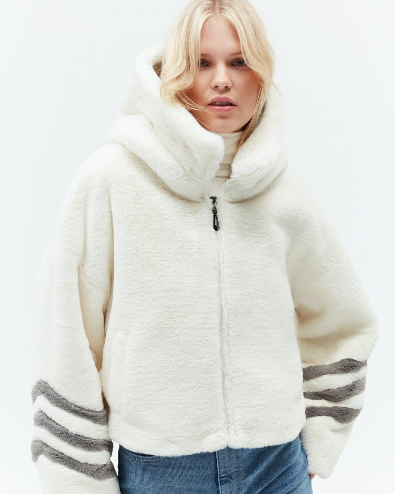 Perfect Moment Noelle Faux Fur Bomber Jacket Blanche | 721843IPU