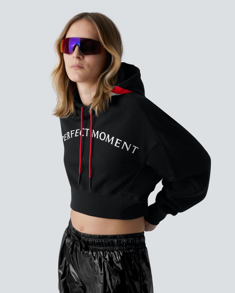 Perfect Moment PM Cropped Hoodie Noir | 903741LOH