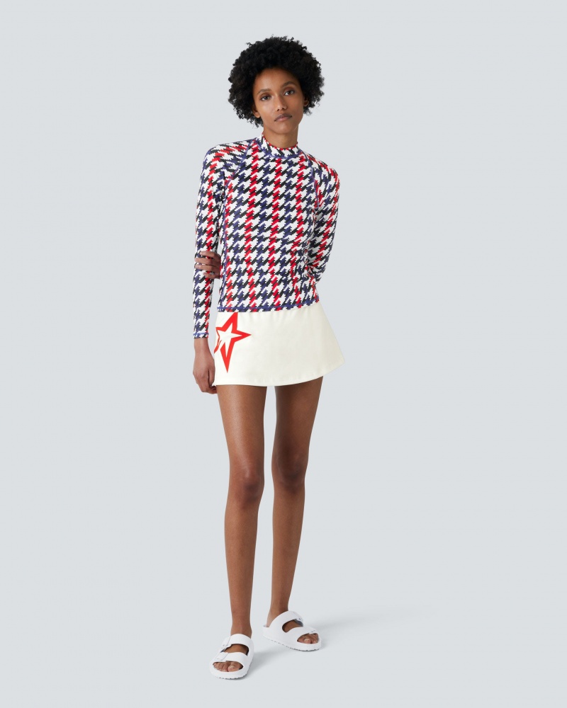 Perfect Moment PM Houndstooth Long Sleeve Rash Guard Houndstooth | 368094PNF