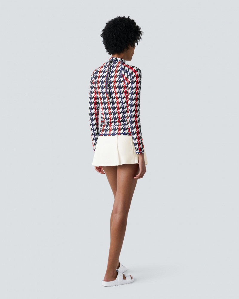 Perfect Moment PM Houndstooth Long Sleeve Rash Guard Houndstooth | 368094PNF