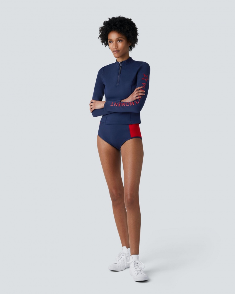 Perfect Moment PM Long Sleeve Bikini Top Bleu Marine | 346718KUR