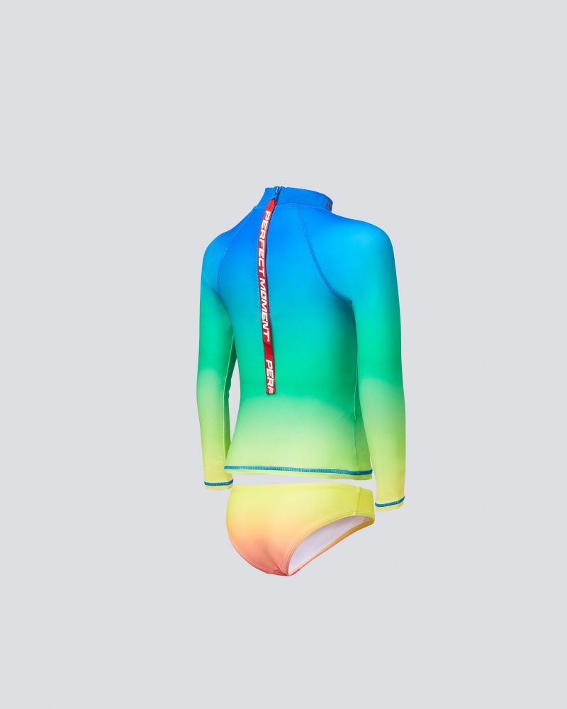 Perfect Moment Rainbow Sunrise Rash Guard Bikini Rainbow | 120687XKN