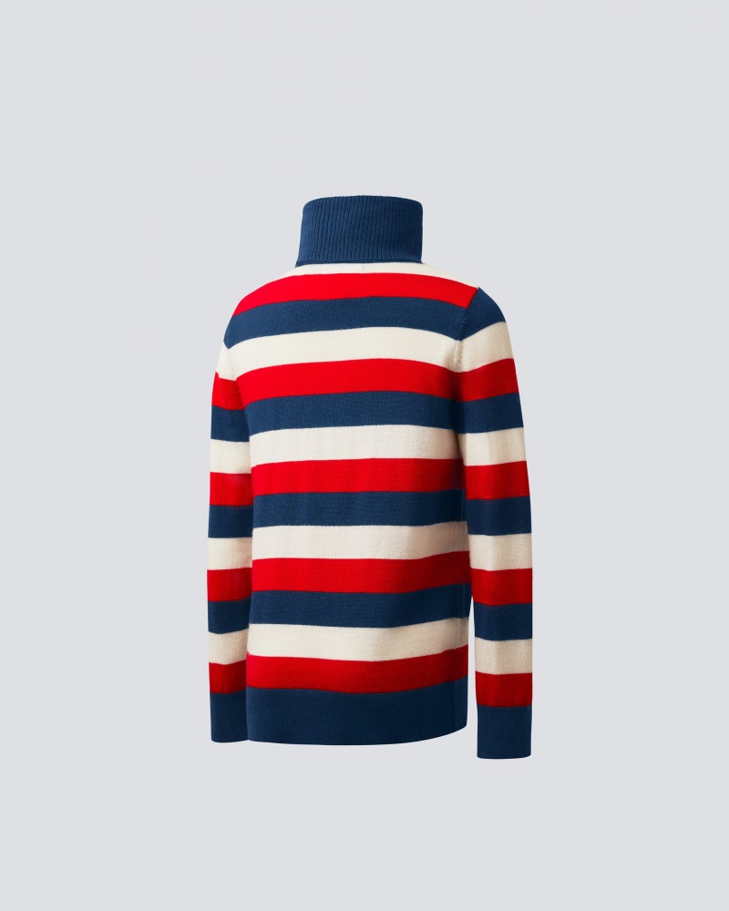Perfect Moment Rayé Merino Laine Pull Bleu Marine | 520879UWM