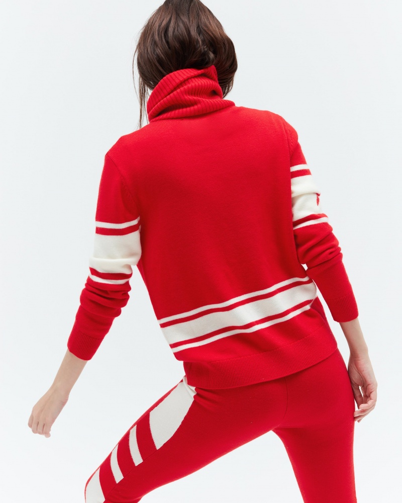 Perfect Moment Rayé Suisse Merino Laine Pull Rouge | 091746BNX
