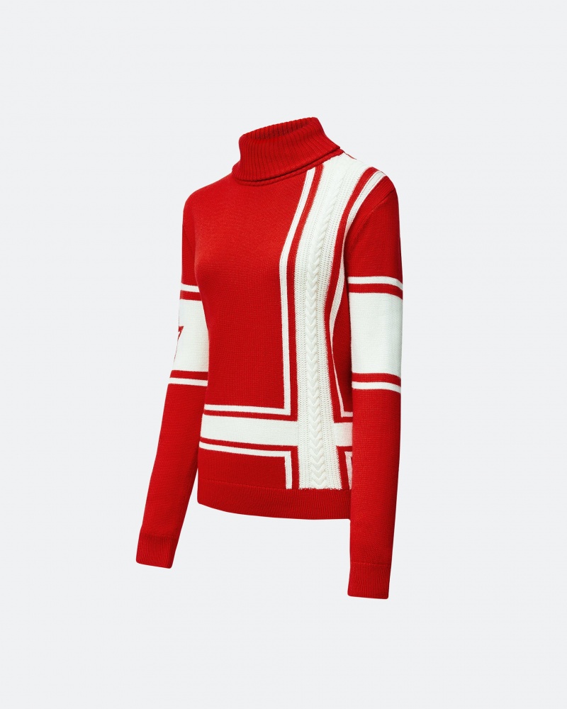 Perfect Moment Rayé Suisse Merino Laine Pull Rouge | 091746BNX
