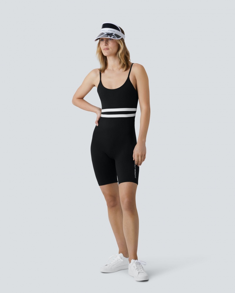 Perfect Moment Seamless Stripe Fitness Suit Noir | 417860GLJ