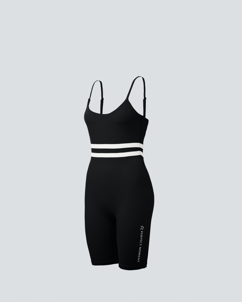 Perfect Moment Seamless Stripe Fitness Suit Noir | 417860GLJ