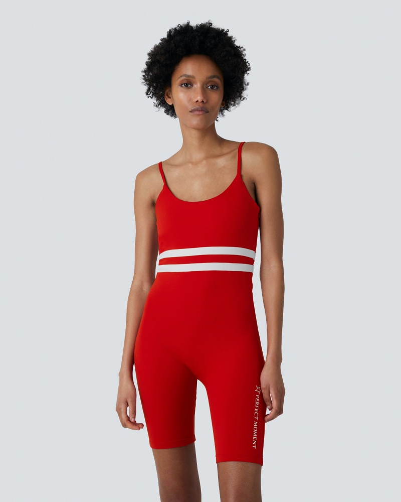 Perfect Moment Seamless Stripe Fitness Suit Rouge | 061285FKO