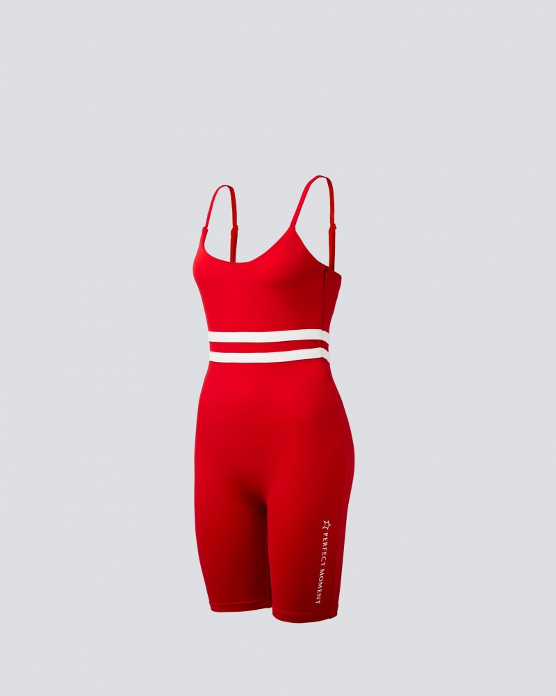 Perfect Moment Seamless Stripe Fitness Suit Rouge | 061285FKO