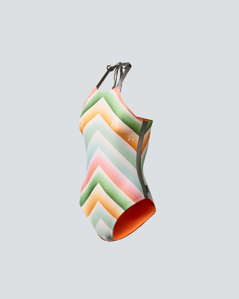 Perfect Moment Serpentine Reversible One-Piece Swimsuit Rainbow Pastel | 465182END
