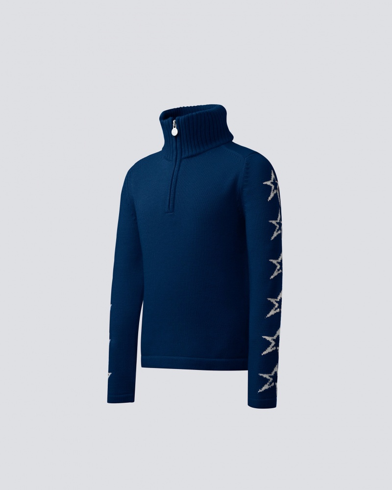 Perfect Moment Star Merino Laine Half Zip Pull Bleu Marine | 504139GVA