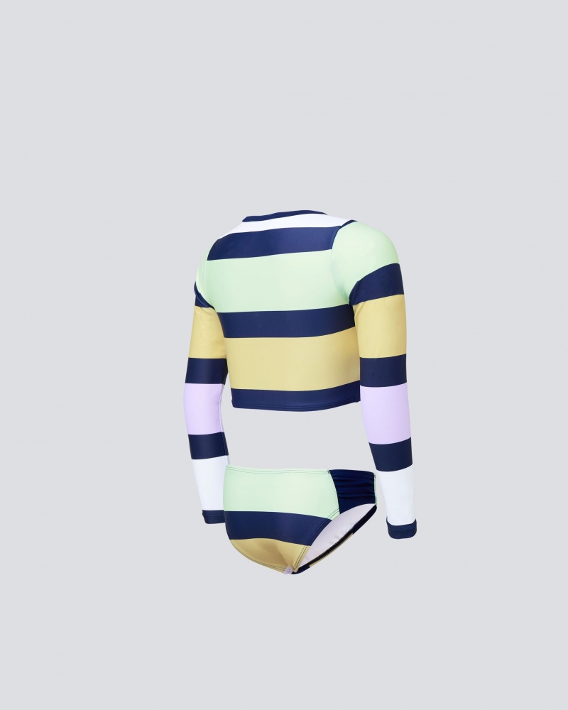 Perfect Moment Stripe Rash Guard Bikini Bleu Marine | 782051BEX