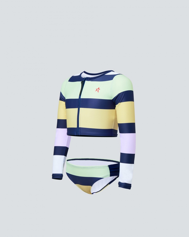 Perfect Moment Stripe Rash Guard Bikini Bleu Marine | 782051BEX