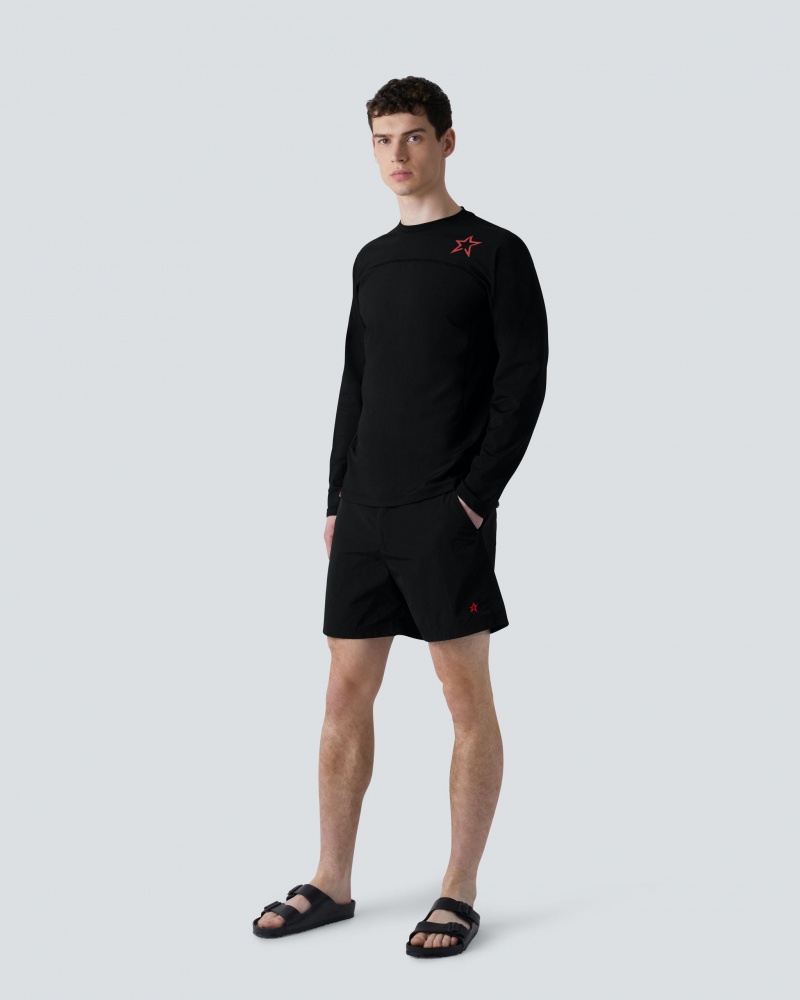 Perfect Moment Super Stripe Long Sleeve Fitness Tee Noir | 071543YHZ
