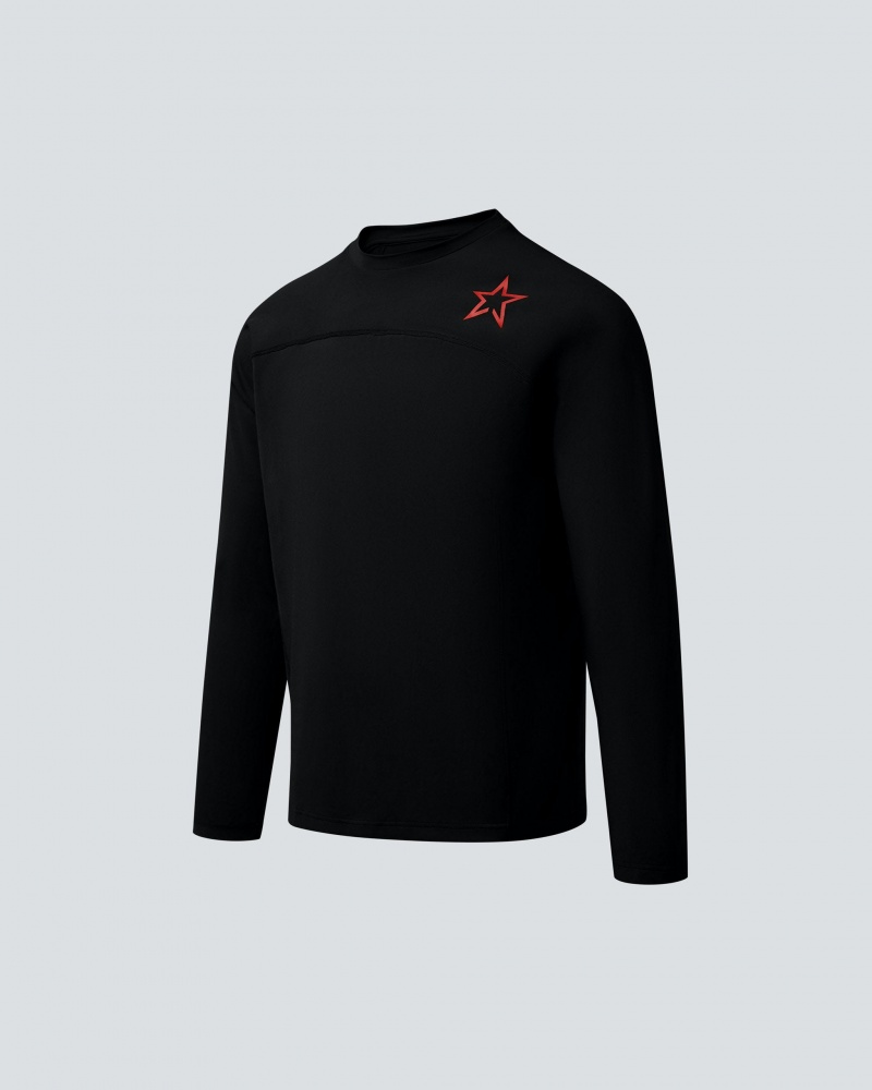 Perfect Moment Super Stripe Long Sleeve Fitness Tee Noir | 071543YHZ