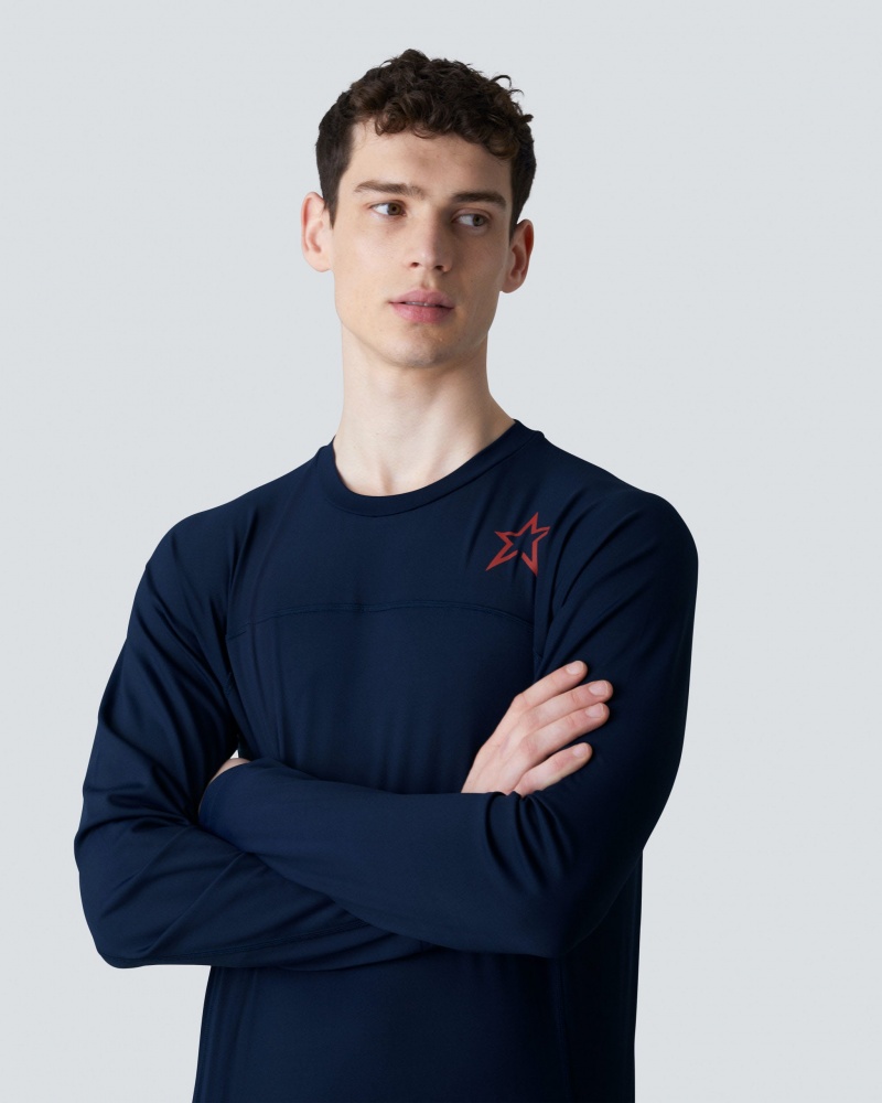Perfect Moment Super Stripe Long Sleeve Fitness Tee Bleu Marine | 807369XQP