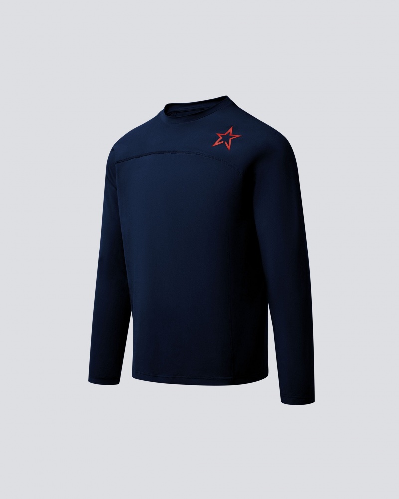 Perfect Moment Super Stripe Long Sleeve Fitness Tee Bleu Marine | 807369XQP